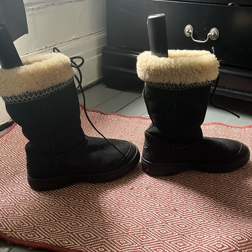Black Uggs with outside wool